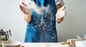 Woman baking a cake